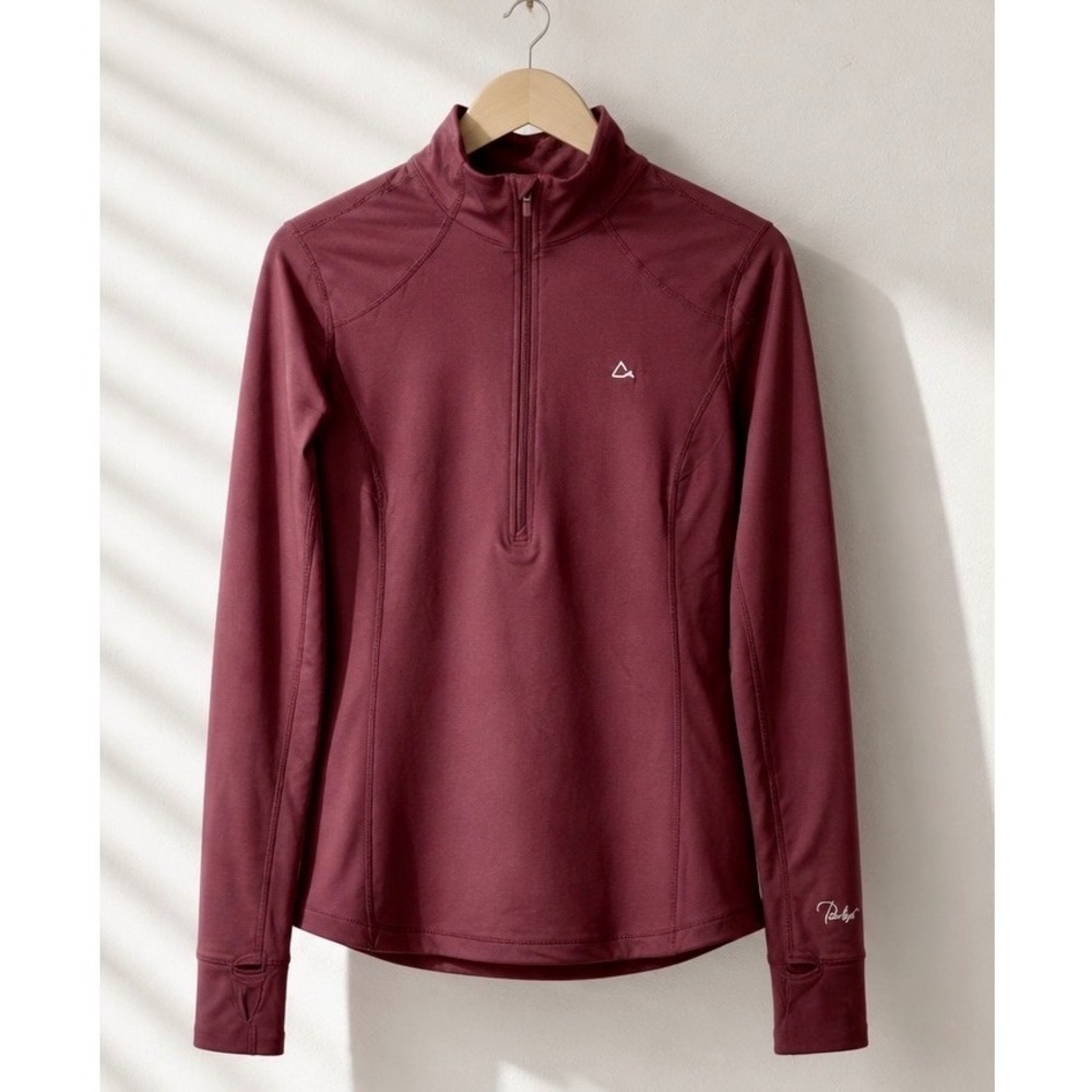 Paradox size Small Quarter Zip Base Layer burgundy Merino Blend Long Sleeve Top